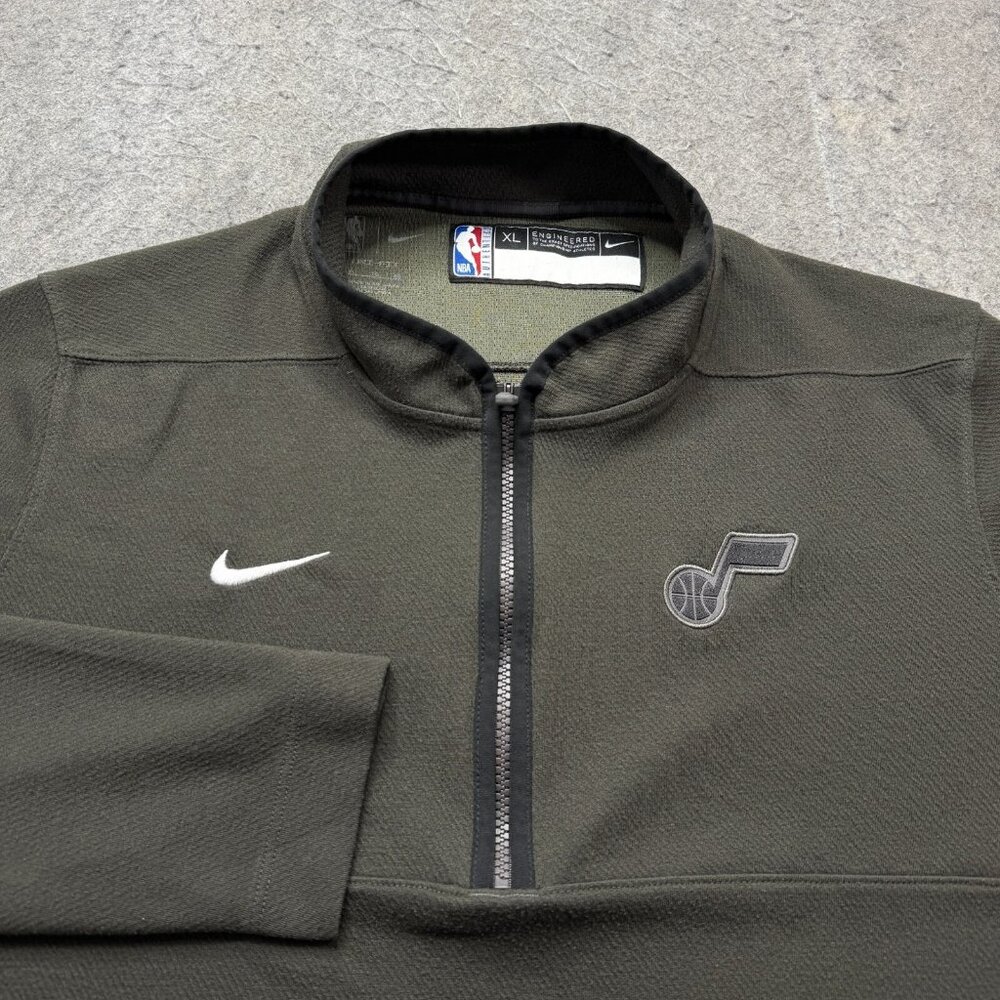 Utah Jazz Nike 1/2 Zip Coaches Pullover Men XL Green Performance Sweatshirt